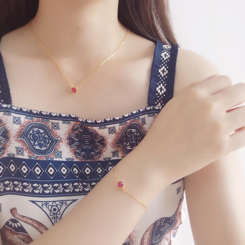 Golden Red Jasper Necklace & Bracelet - Daily Wear