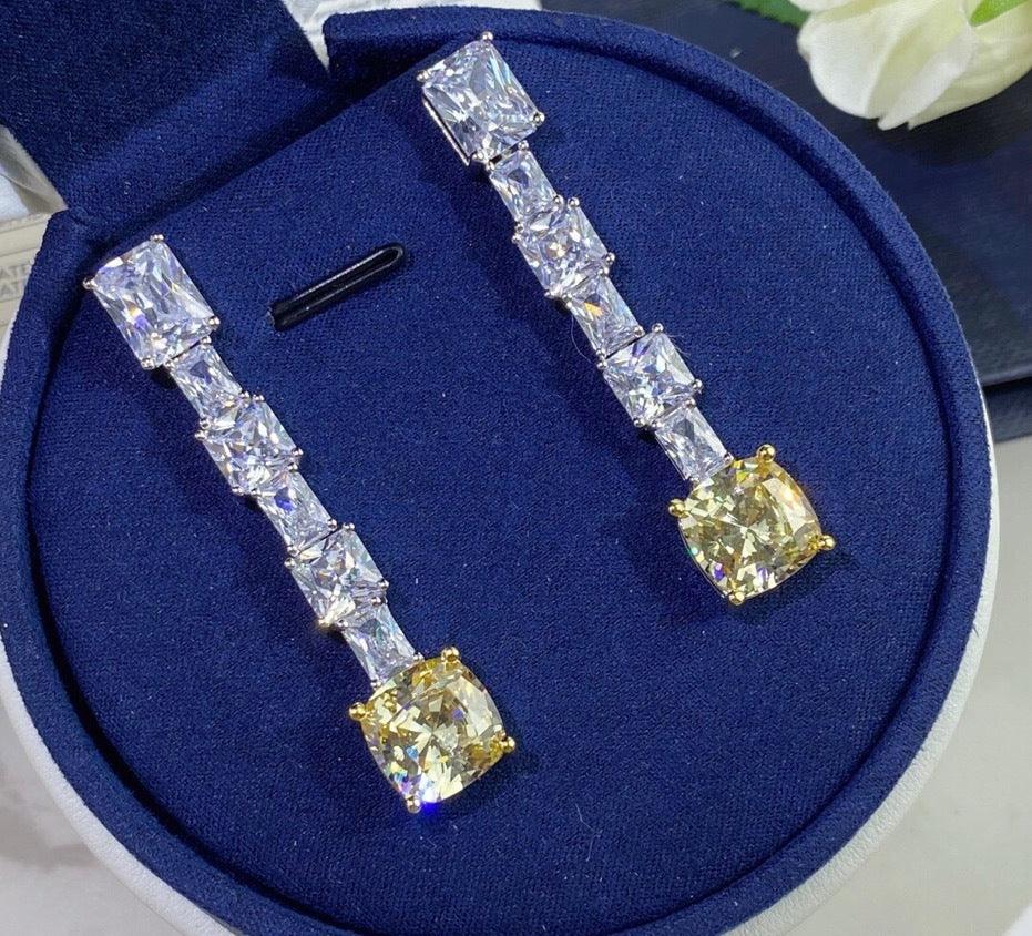 Micro-inlaid Purple Zircon Long Bridal Earrings for Women
