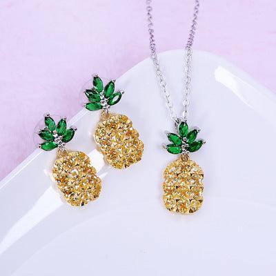 Pineapple & Coconut Crystal Earrings Set Set