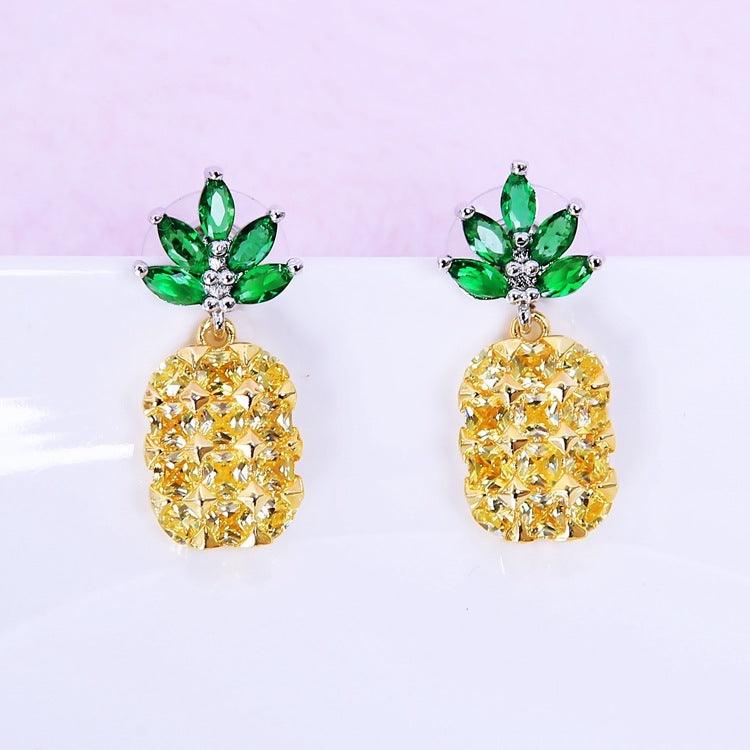 Pineapple & Coconut Crystal Earrings Set