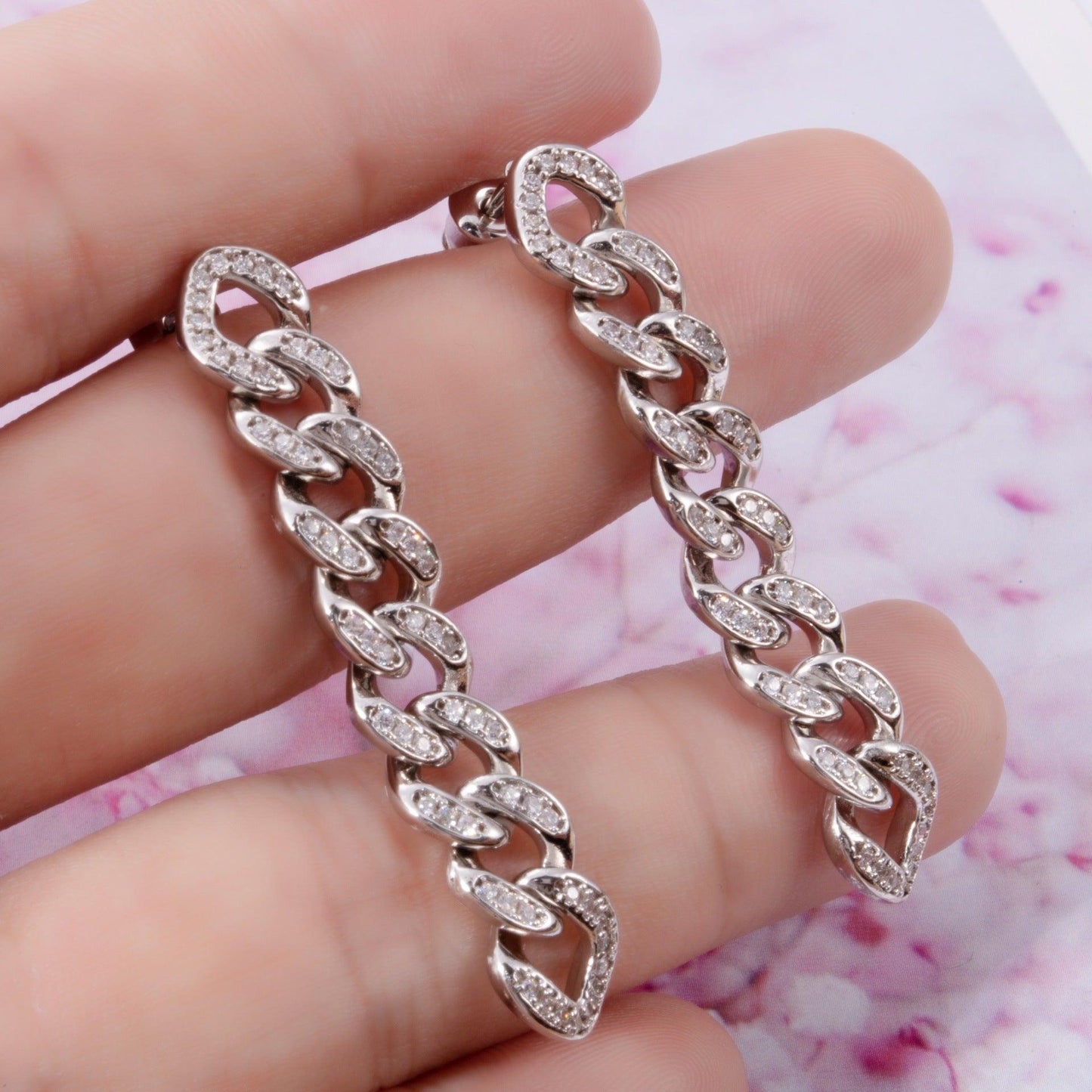 Simple Long Exquisite Water Drop Zircon Earrings for Women Platinum