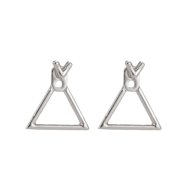 Heart Stud Earrings Trendy Jewelry Statement Earring Silver triangle
