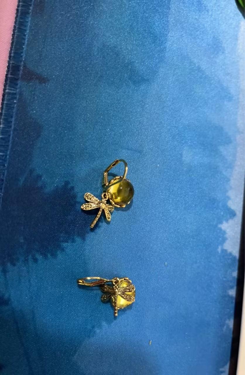 Hanging Vintage Dragonfly Pendant Earring | Daily Wear Champagne