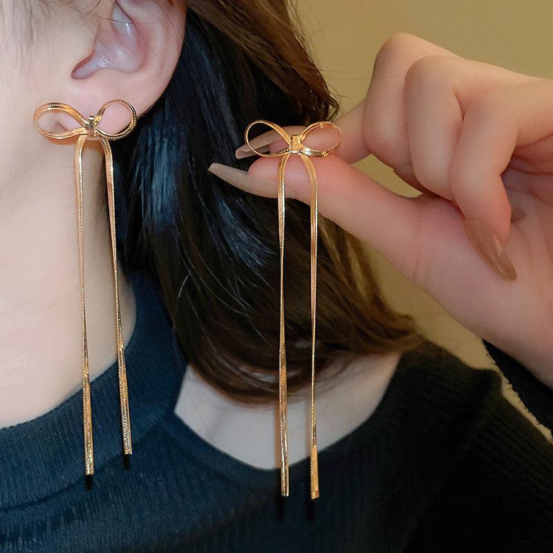 Non-tarnish Herringbone Bow Earrings