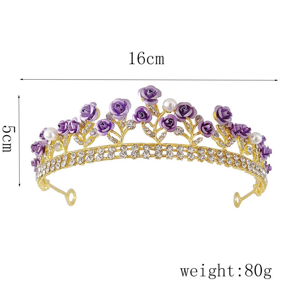 Purple Rose Crystal Crown | Bridal Wear