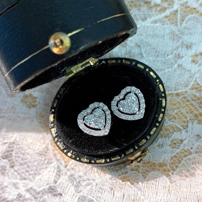 Rhinestone Love Stud Earrings | Daily Wear