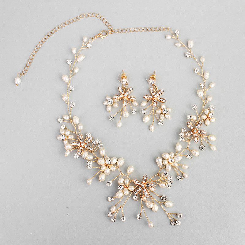 Elegant Pearl Necklace & Earring Set | Fashion Jewelry Gold