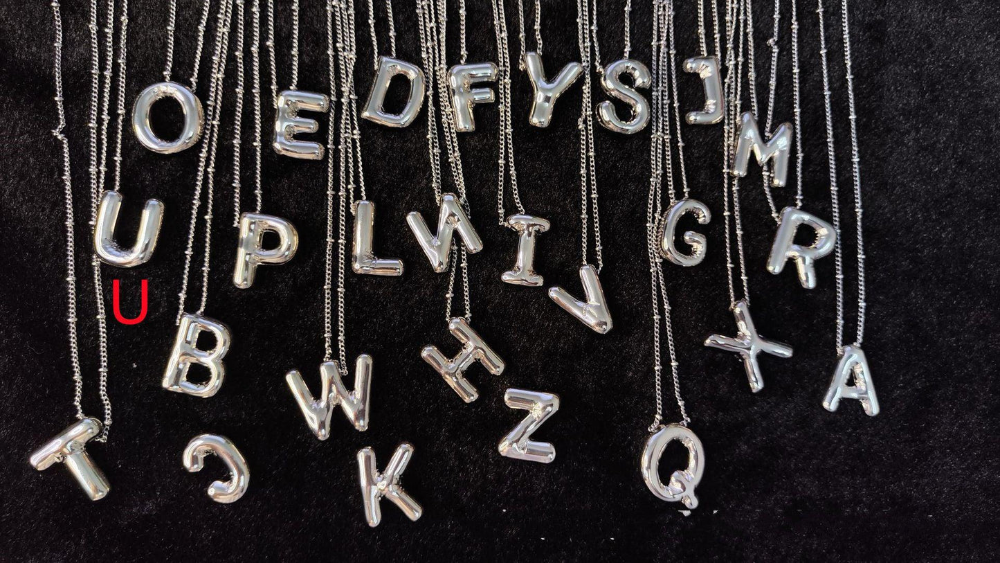 Glossy Letters Pendant Necklace | Fashion Wear U Silvery