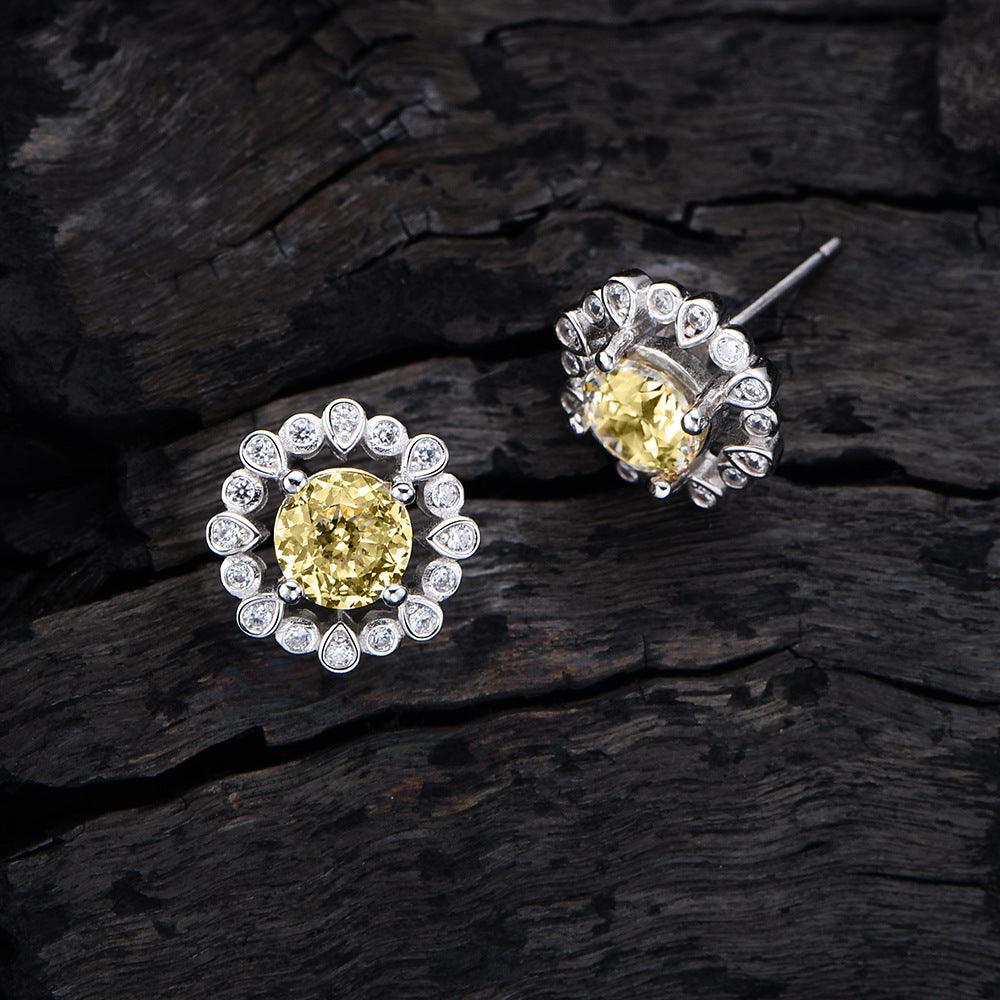 Elegant Demi fine Diamond Set | Daily Wear Yellow Ear Studs
