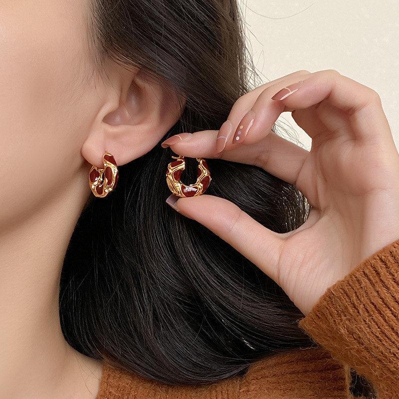 Metal Texture Small Hoop Earrings | Daily Wear