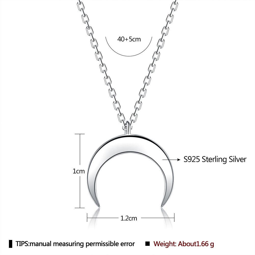 Moon Pendant Clavicle Chain In Sterling Silver | Daily Wear White Gold Plated 925 Silver