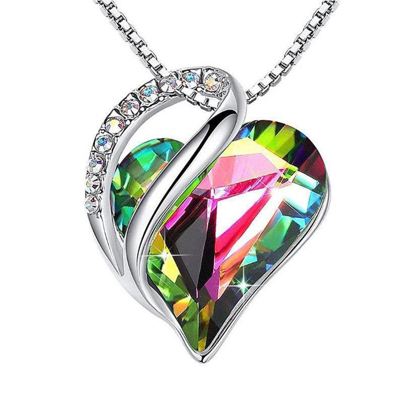 925 Silver Heart Shaped Necklace - Fashion Wear Green