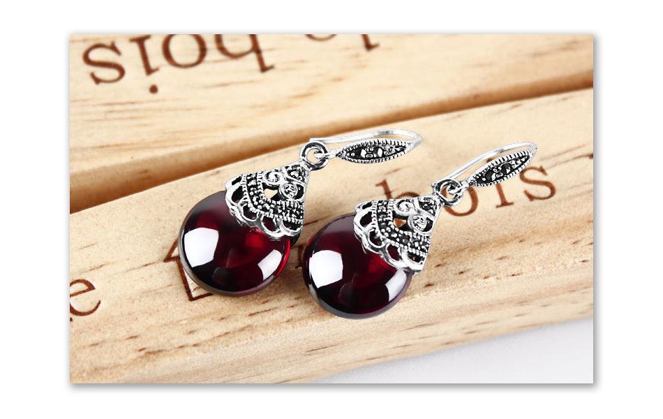 Vintage Round Garnet Earrings | Daily Wear