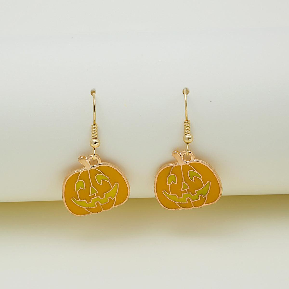 Cute Pumpkin Spooky Oil Drip Alloy Earrings