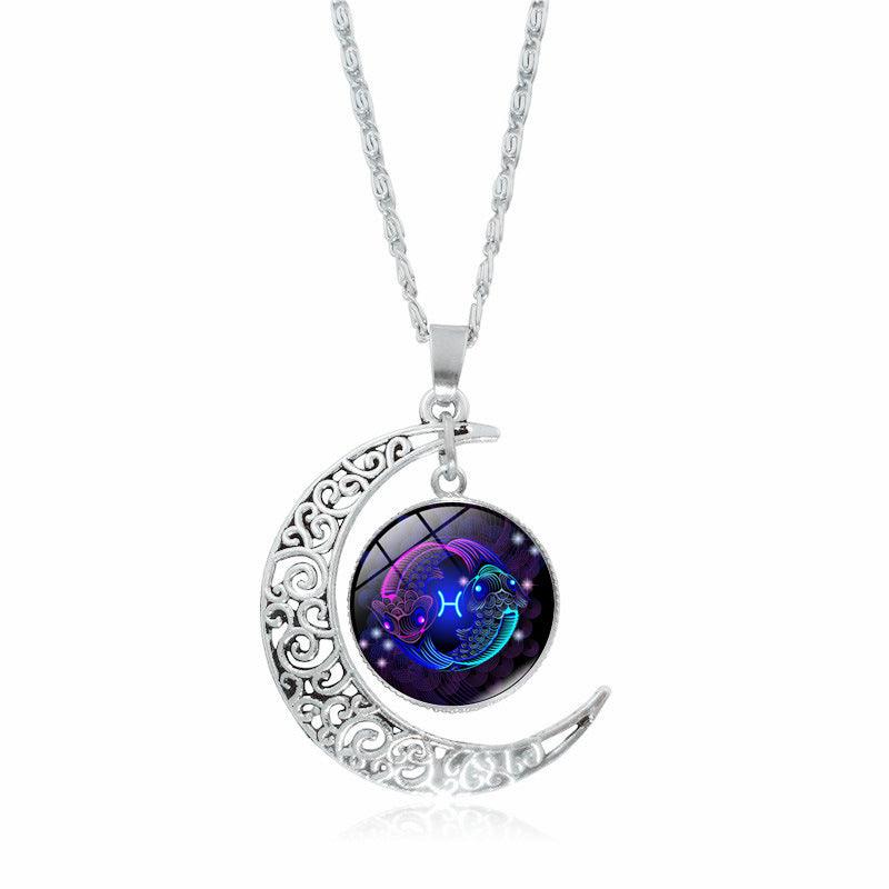 12 Constellation Moon Pendant Necklace | Daily Wear