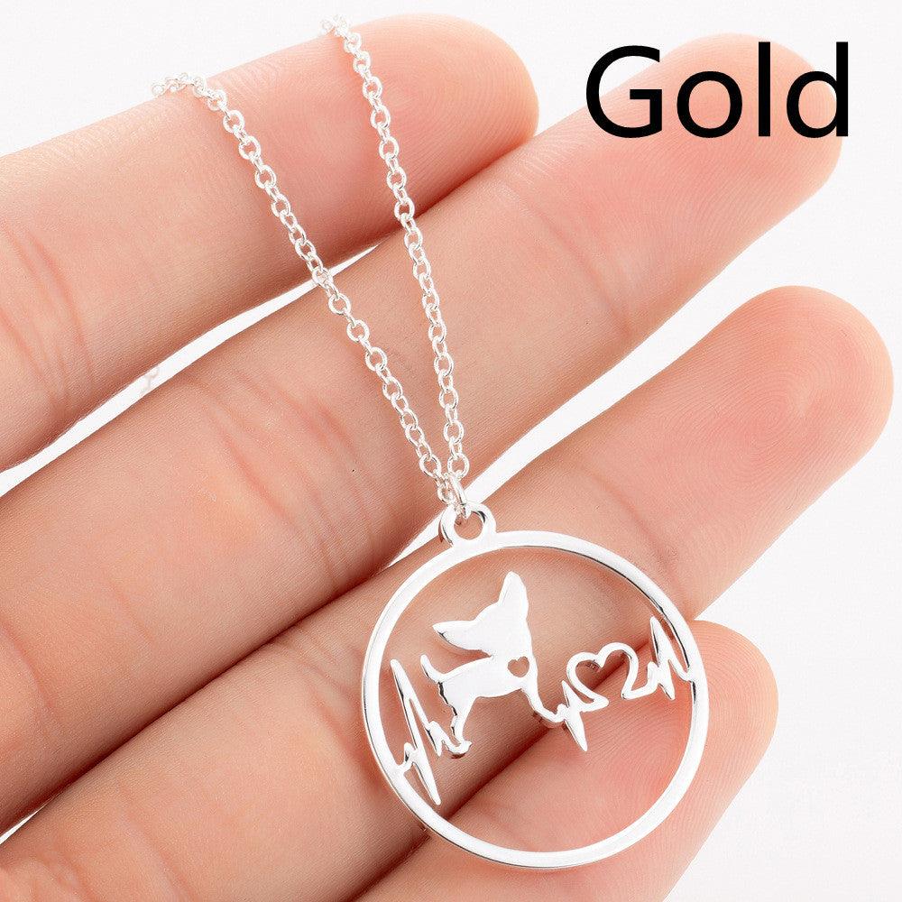 Pet Dog Paw Print Pendant Necklace | Pet Collection Chihuahua Gold 6