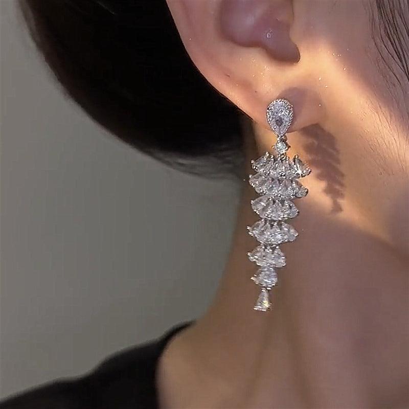 Sparkling Zircon Pagoda Earrings