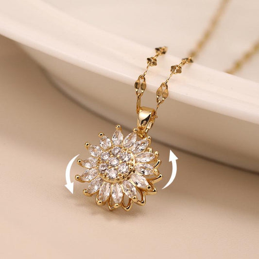 Rotatable Sunflower Necklace | Daily Wear