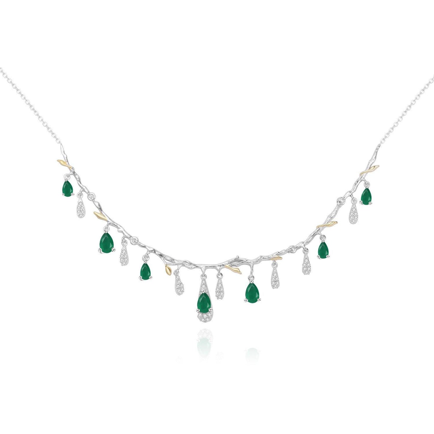 S925 Silver Natural Topaz Necklace Natural Green Agate
