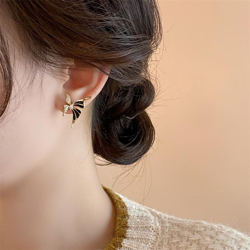 Rhinestone Dripped Butterflies Stud Earrings 2