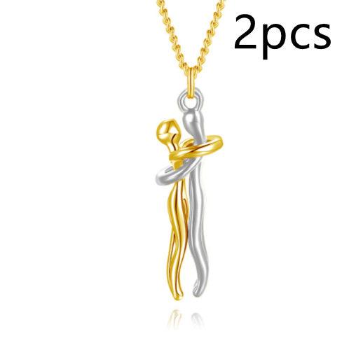 Love Hug Unisex Necklace | Fashion Jewelry Gold 2pcs