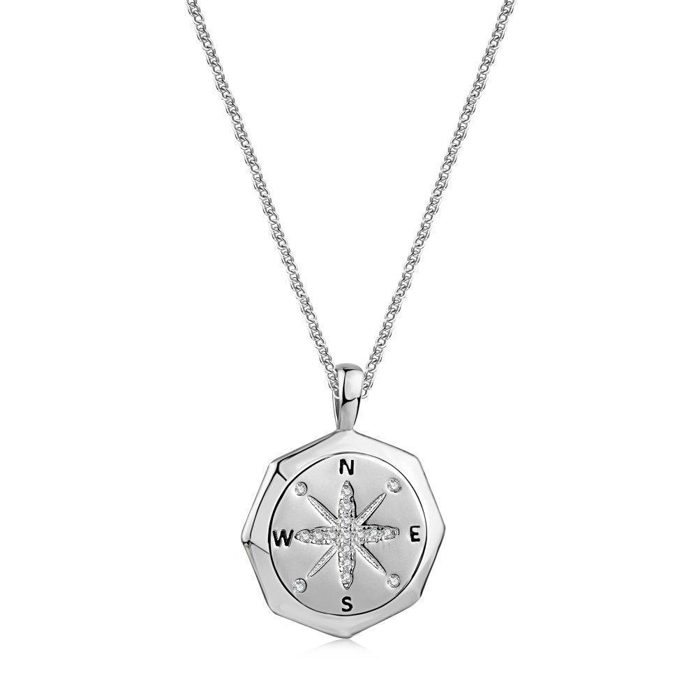 Eight Awn Star Lucky Compass Necklace In 925 Sterling Silver Silver 925 Silver