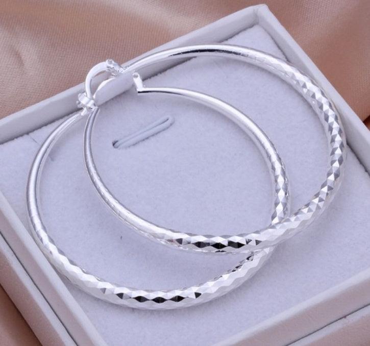 925 Silver Exaggerated Large Hoop Earrings Silver