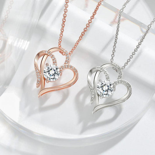 Zircon Double Love Rhinestones Necklace | Daily Wear