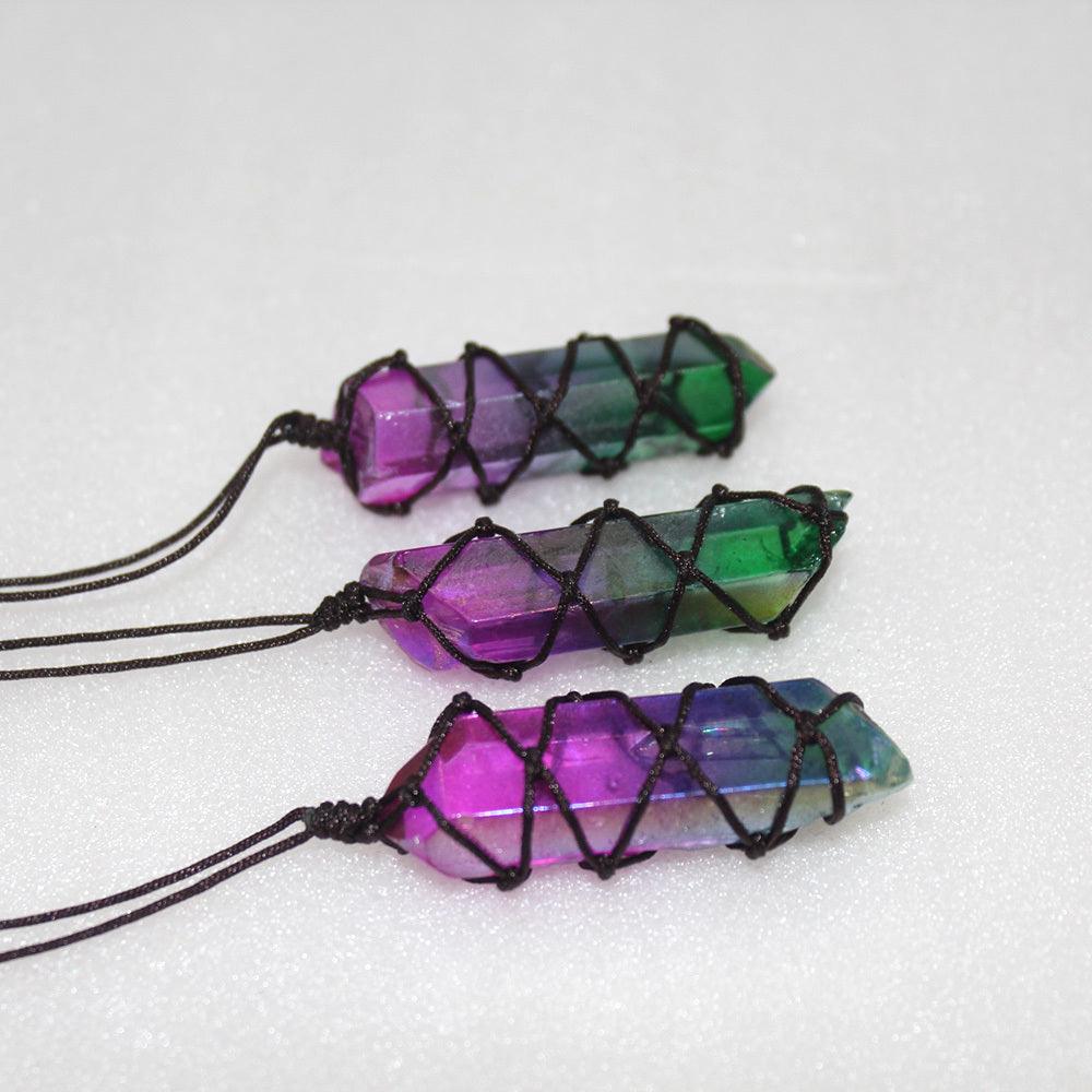 White Crystal Single Crystal Electroplating Double Color Necklace