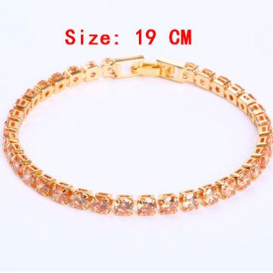 Cubic Zirconia Tennis Bracelet | Daily Wear Champagne 19cm