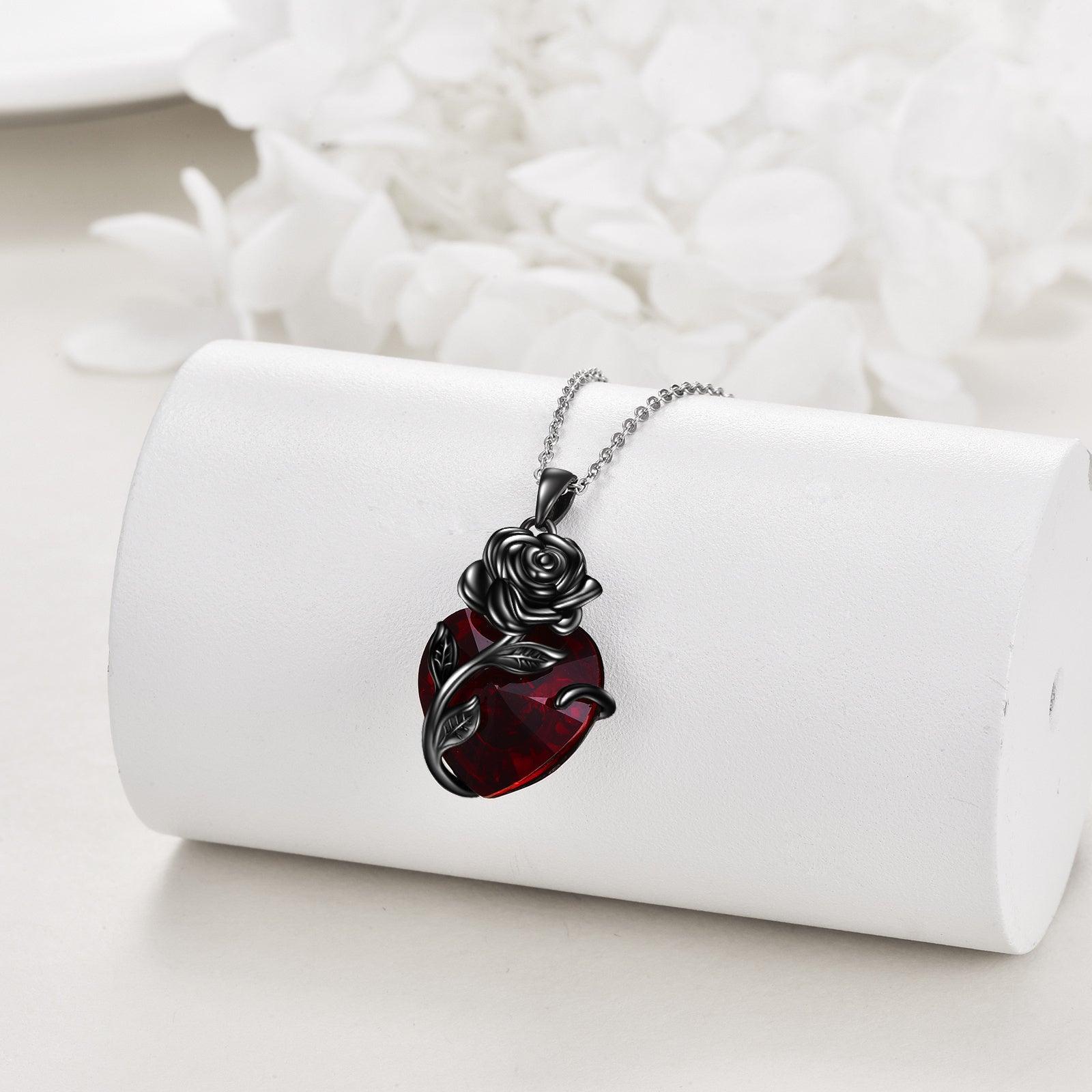 Sterling Silver Heart Rose Necklace | Daily Wear