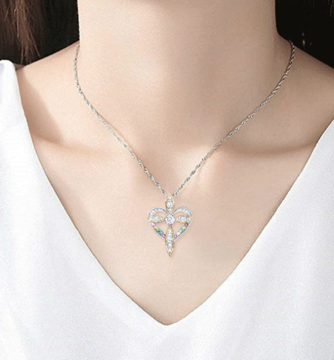 Heart Shaped Cross Pendant Necklace