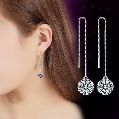 Fringe Super Long Light Earrings Trendy Jewelry Silver
