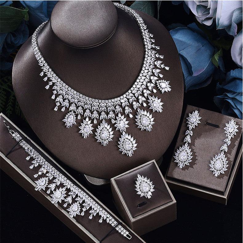 Elegant Crystal Heart Jewelry Set | Wedding Collection White