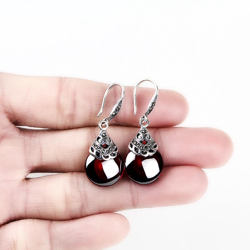 Vintage Round Garnet Earrings | Daily Wear