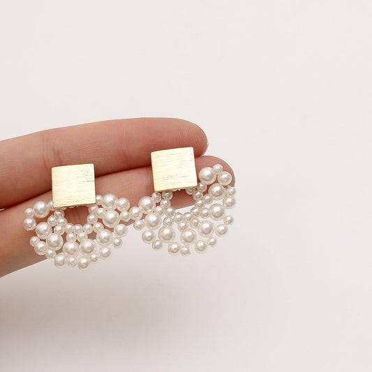 Handmade Pearl Woven Scalloped Pearl Stud | Party Wear