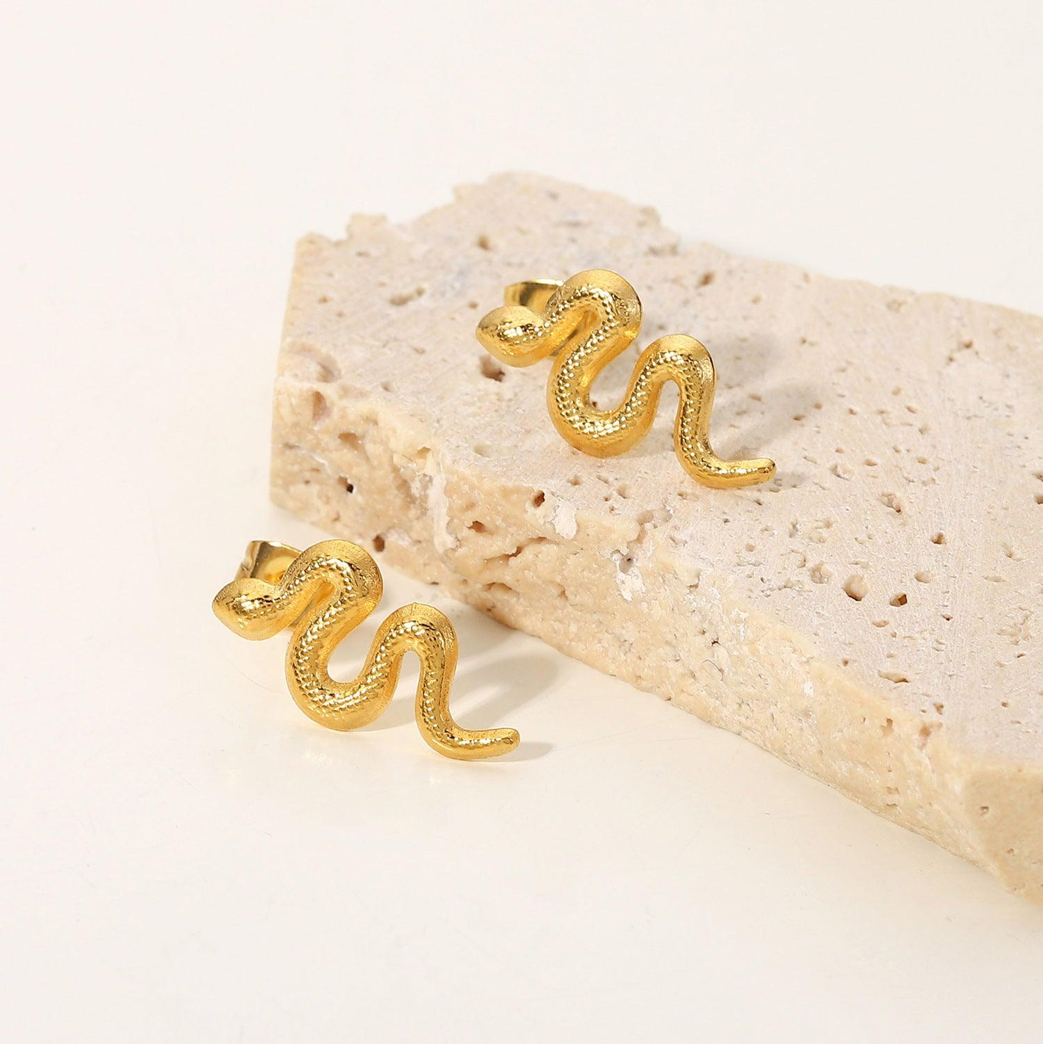 18K Gold Plated Snake Studs | Daily Wear
