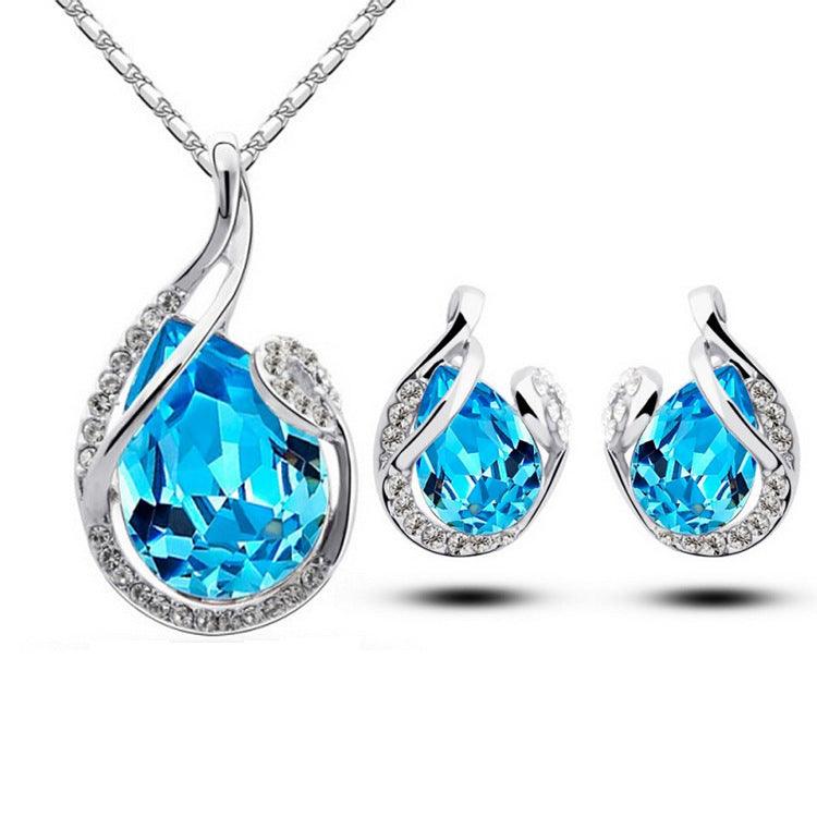 Water-Drop Rhinestone | Jewelry Set Lake blue