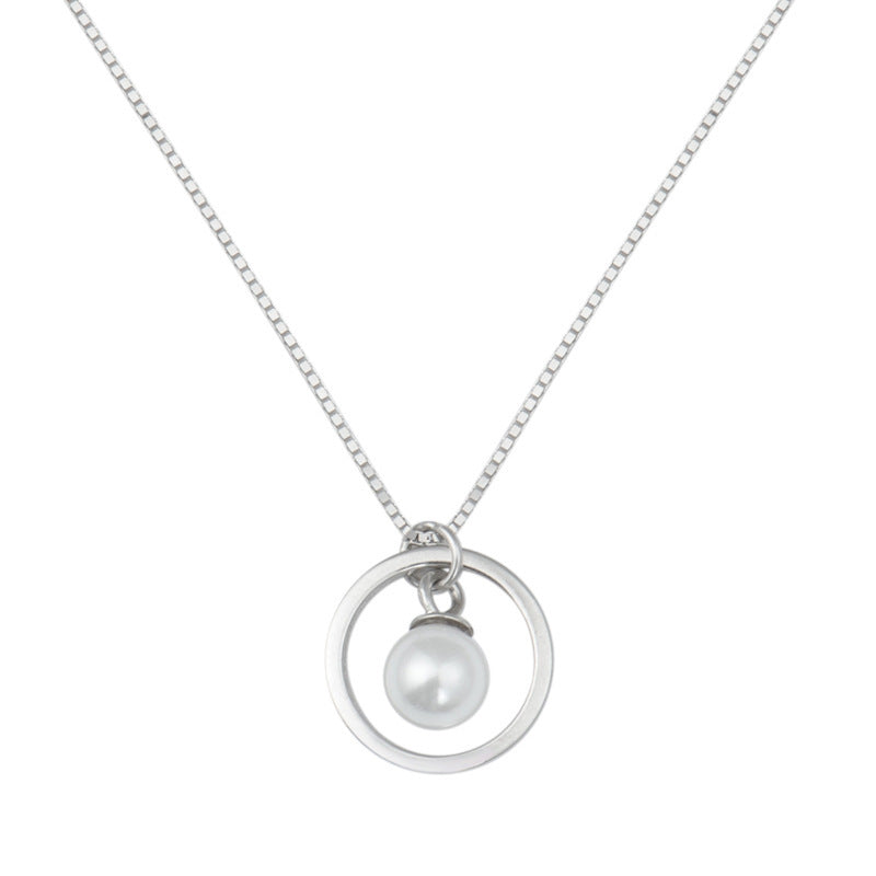 S925 Sterling Silver Circle Pearl Necklace | Daily Wear
