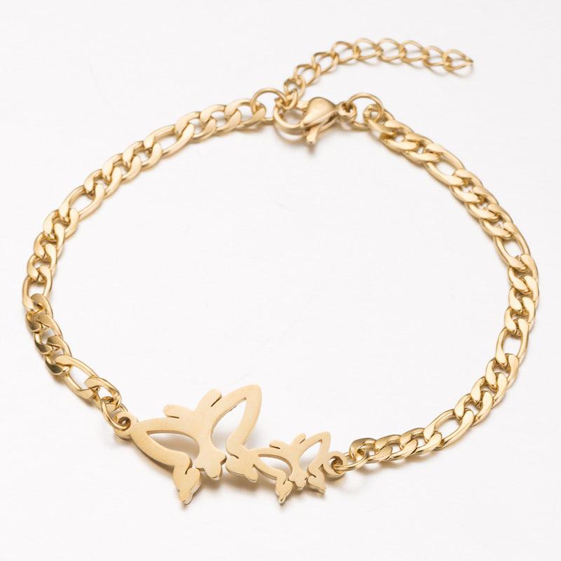 Golden Charms Bracelet For Woring Women Big Butterfly