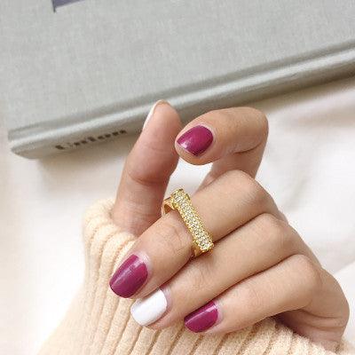 Korean Mini Gold D Type Full Diamond Ring | Stylish Wear Golden