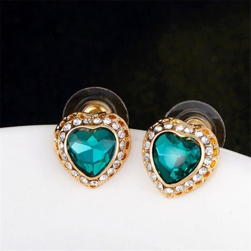 Peach Heart Rhinestone Jewelry Set - Daily Wear
