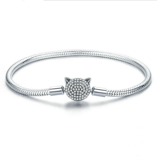 S925 Sterling Silver Cute Cat Bracelet | Daily Wear Silver