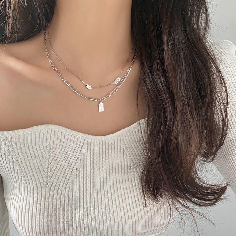 Double Layer Stacked Necklace | Fashion Jewelry Sliver