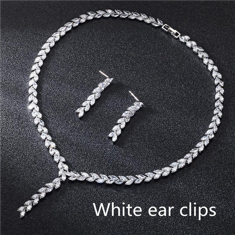 Wedding Earrings Jewelry Set | Bridal Wear Collection White ear clips
