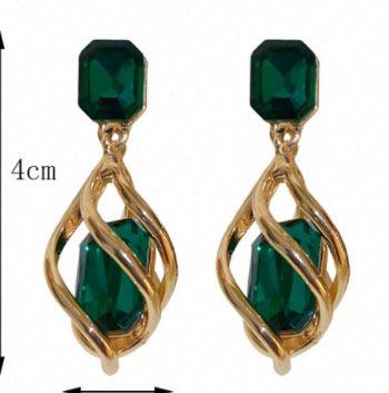 Retro Creative Emerald Stud Earrings 1