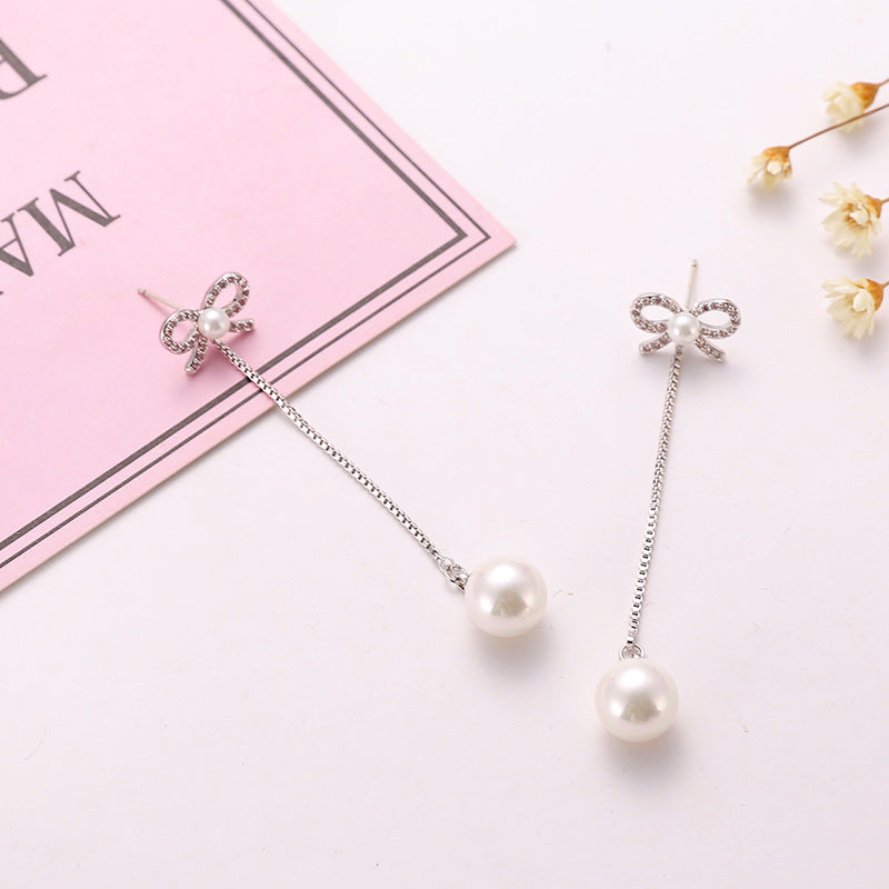 Sterling Silver Needle Bow Two Ways Earrings | Daily Wear