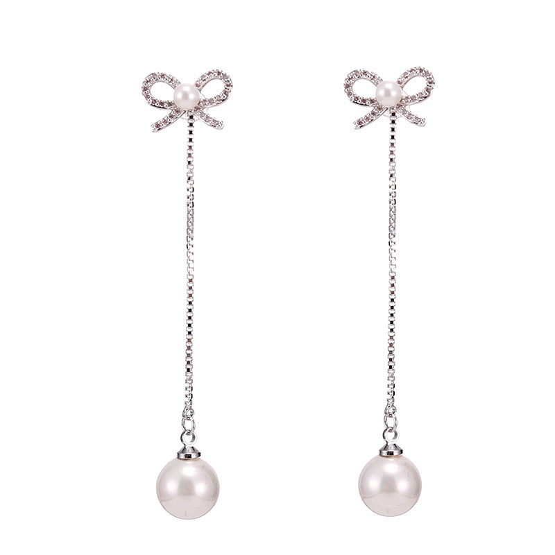 Sterling Silver Needle Bow Two Ways Earrings | Daily Wear