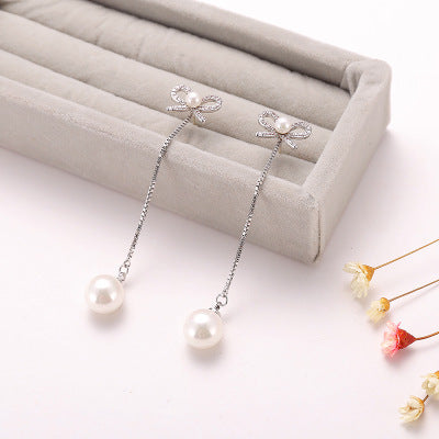 Sterling Silver Needle Bow Two Ways Earrings | Daily Wear Silver
