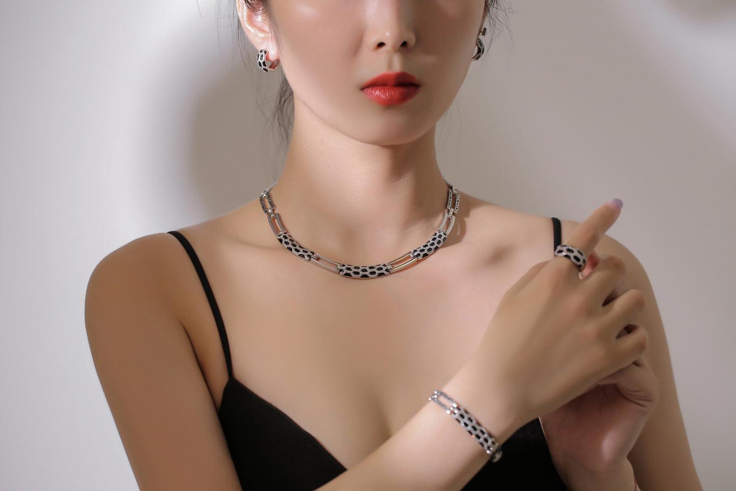 Korean Diamond Earring & Necklace Set | Fashion Wear
